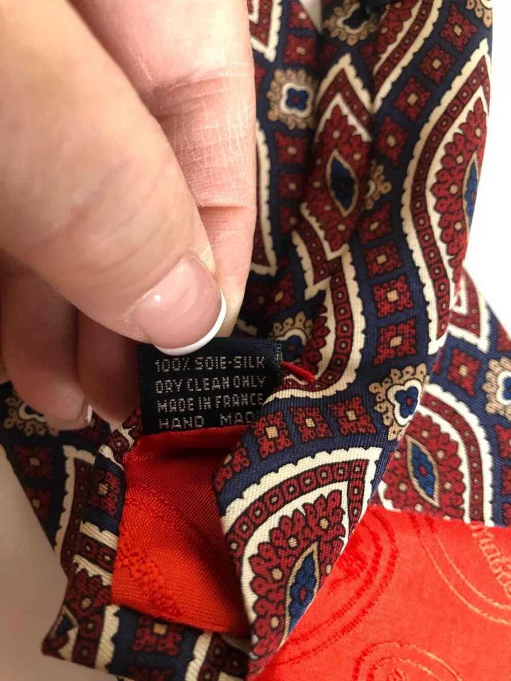 Faconnable Silk Tie Red Blue Paisley Mens Necktie France Office Work Formal Gift